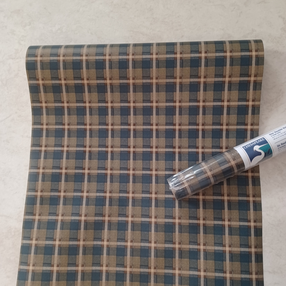 Wallpaper Navy & Beige Plaid - Picture 2 of 8